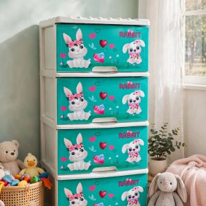 Детски пластмасов шкаф със зайчета – 2 до 6 чекмеджета